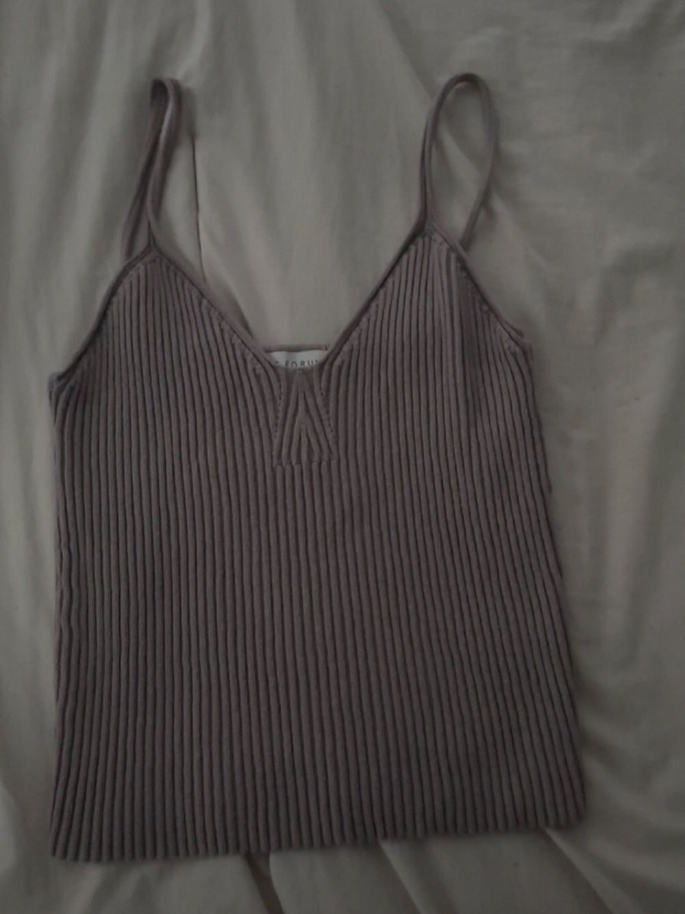 Dress Forum Ribbed Spaghetti Strap Tank in Mauve Gray